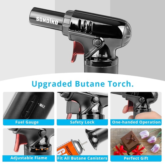 Brand New Refillable Butane Torch with Fuel Gauge for Baking and BBQ - Picture 5 of 7
